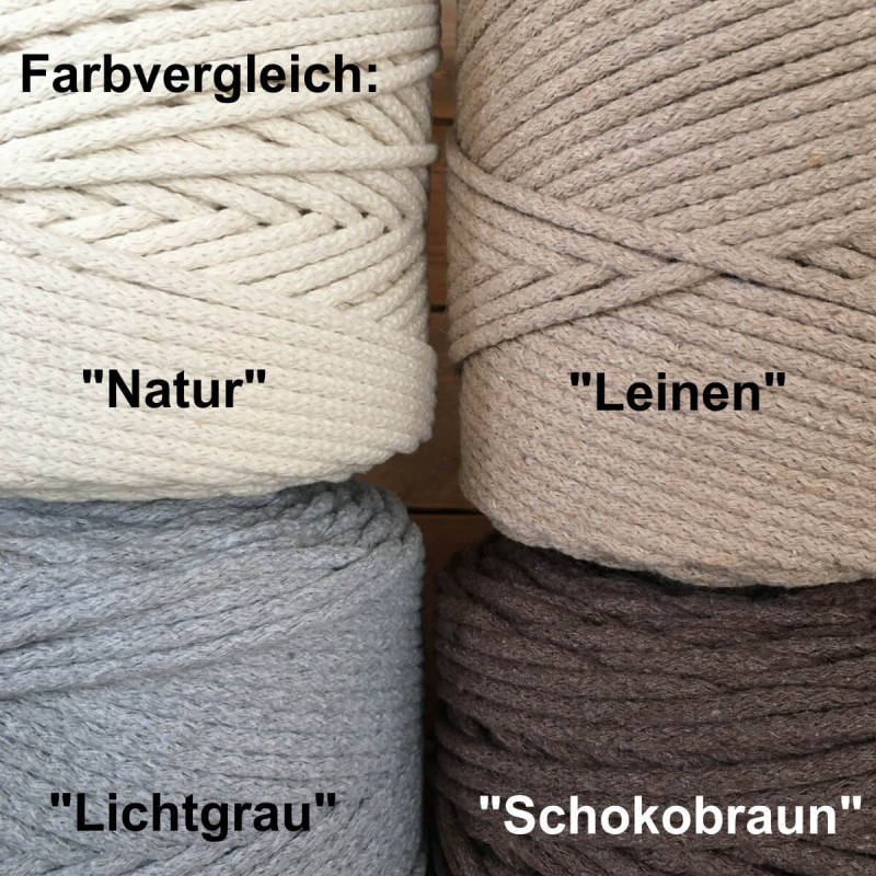 Farbvergleich: Kordel L Natur - Leinen - Lichtgrau - Schokobraun