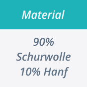 Material 90 % Schurwolle + 10 % Hanf